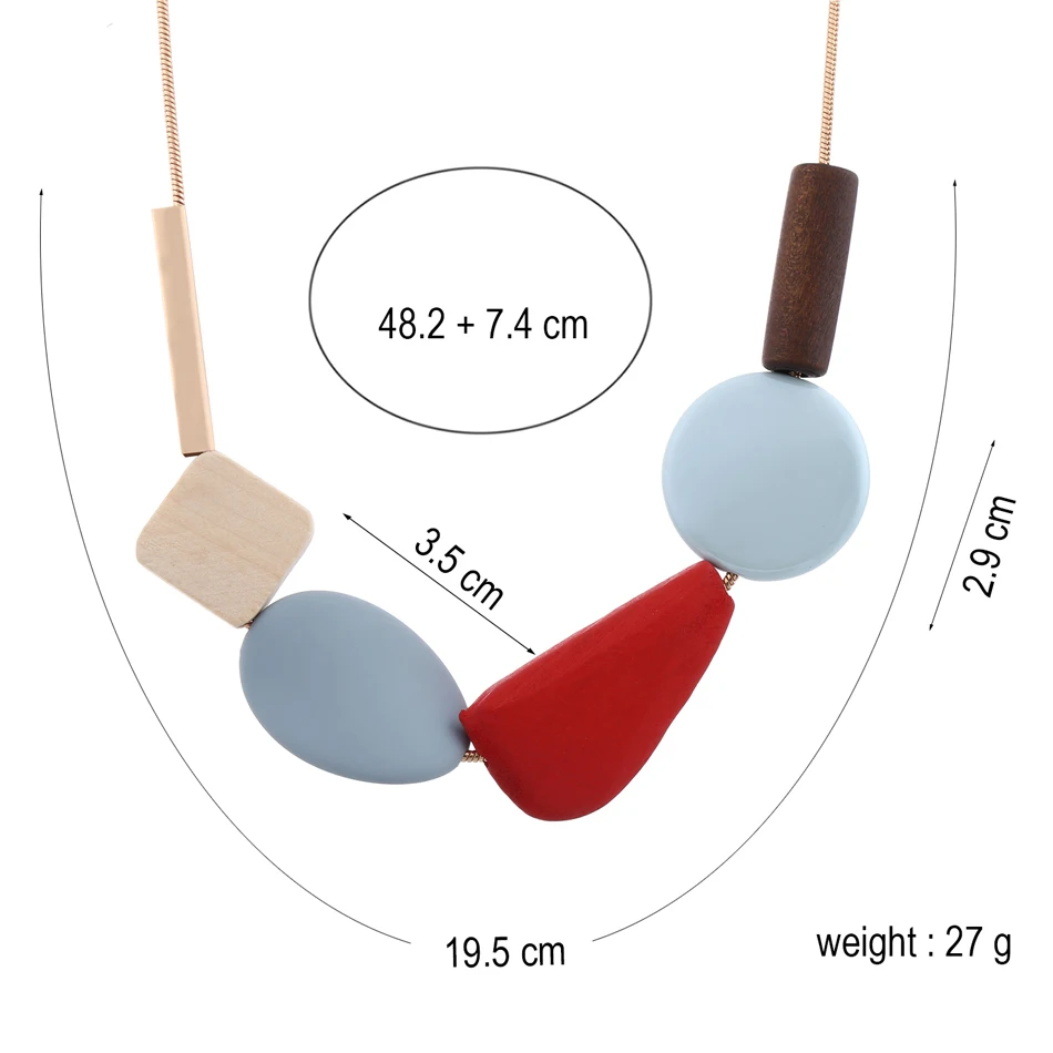 Colorful Resin Beads Statement Necklace Women\'s Multicolor Wood Necklaces & Pendants for Women New Arrival Fashion Jewelry MX029