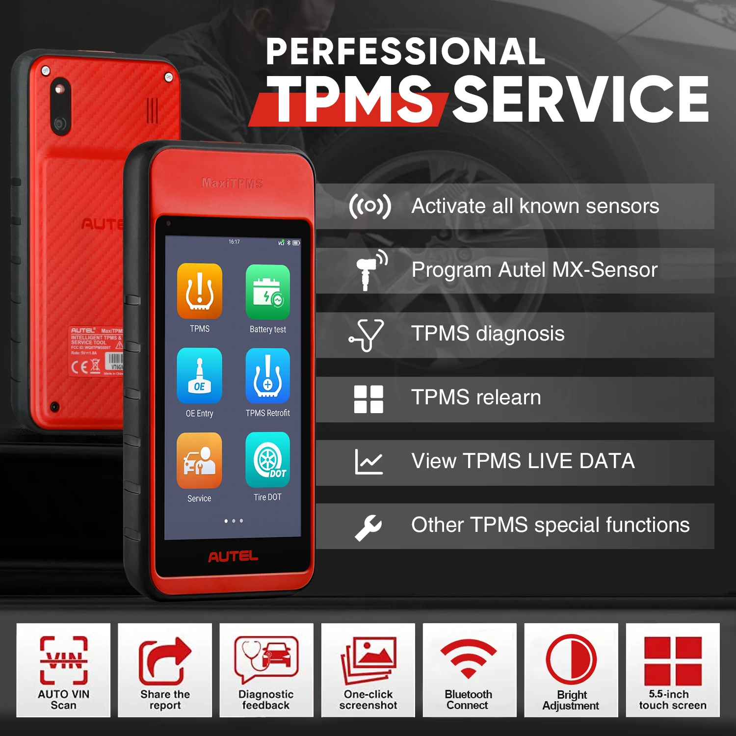 Autel MaxiTPMS ITS600 TPMS Relearn Tool Tire Service Scanner Programming Tool Activate/Relearn All Sensors, Upgrand of TS508