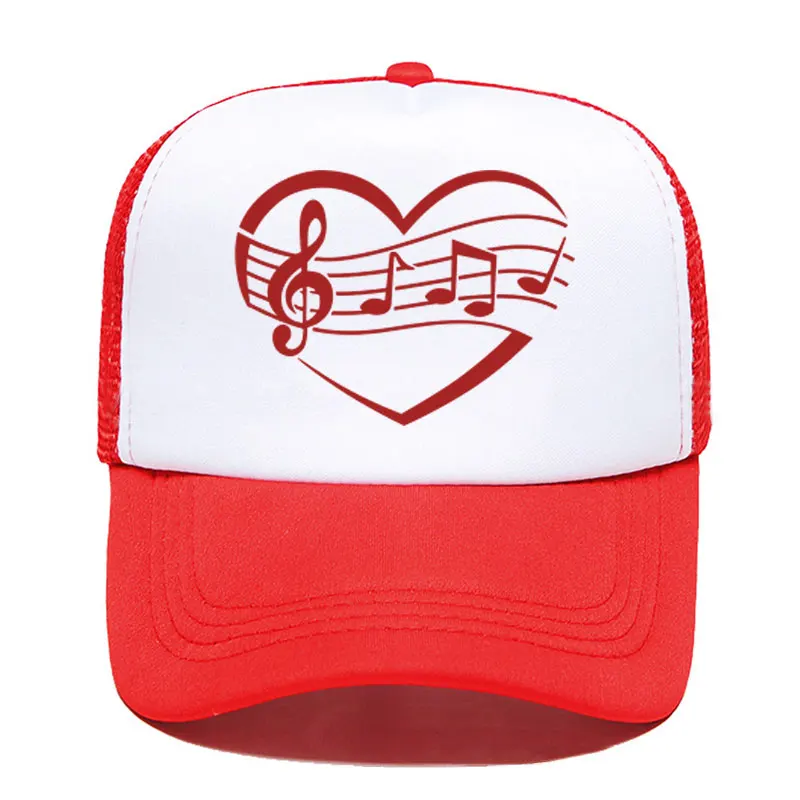 Music Heart Funny Printed Women Men Baseball Cap Summer Outdoor Sun Hat Adjustable Sports caps in Mesh Hat Trucker hat