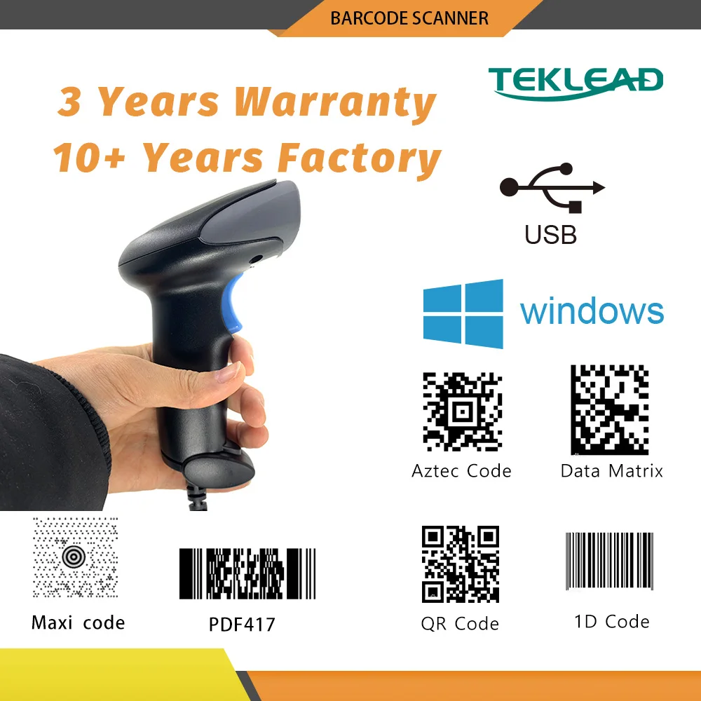 Wired 2D Barcode Scanner Automatic Sensing Scanning QR Bar code Reader PDF417 for mobile payment