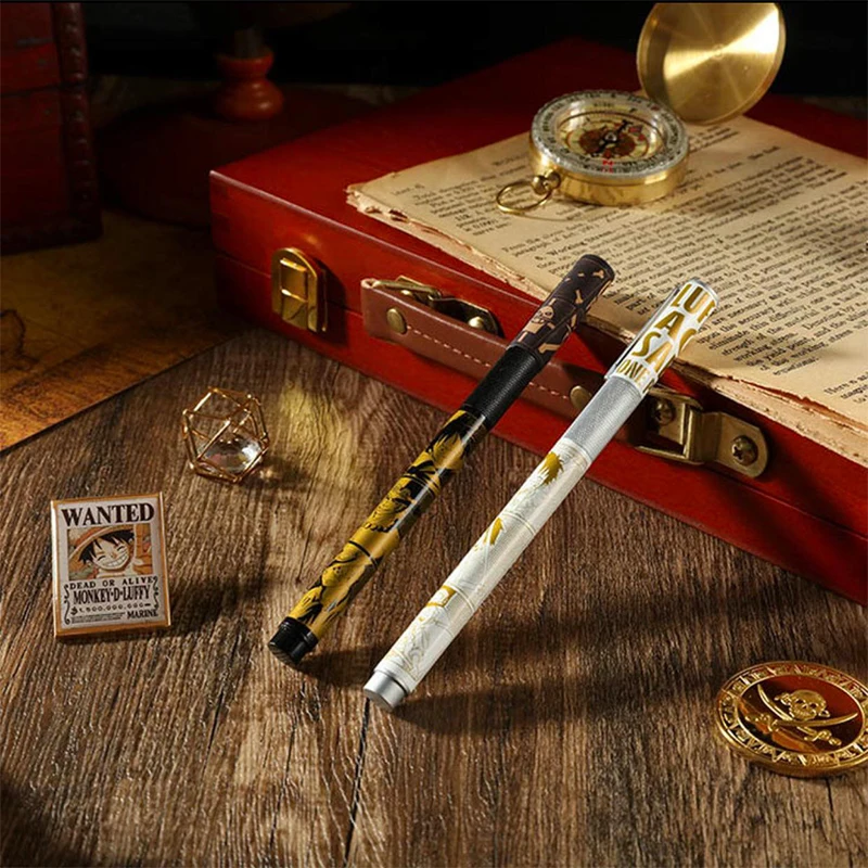 One Piece Anime Cartoon Metal Black White Fountain Pen EF Penpoint Add Ink Business Office Student School Stationery Writing