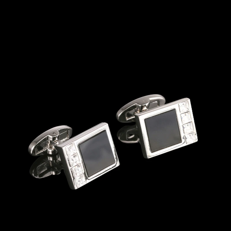 FLEXFIL Luxury shirt cufflinks for men's Brand cuff buttons cuff links gemelos crystal Square wedding abotoaduras Jewelry