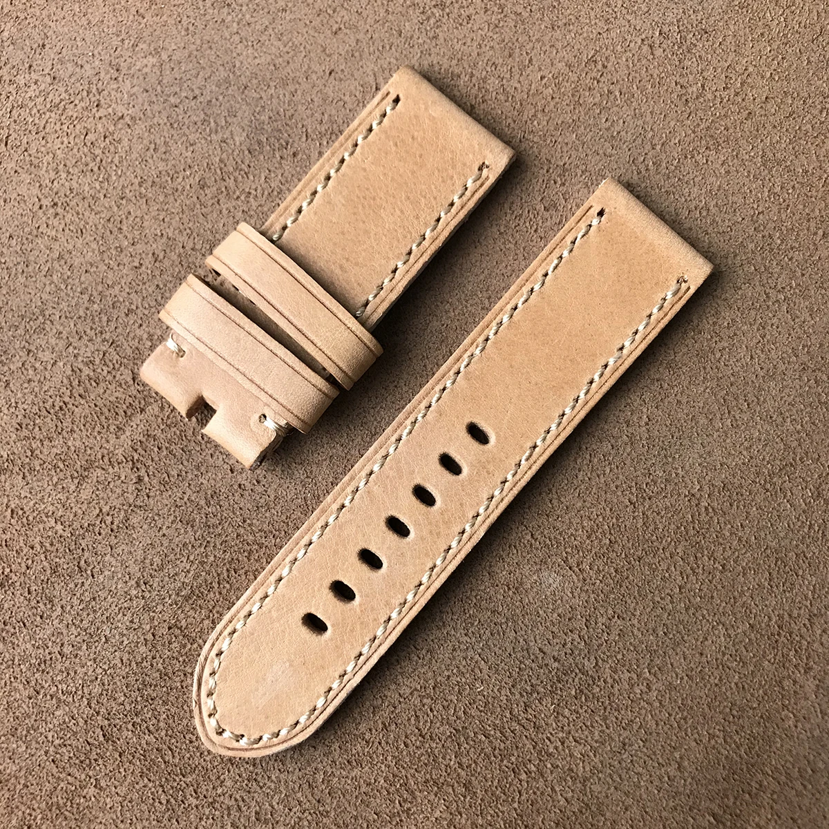 Handmade khaki Leather Watch Band Wrist Strap 26mm Smart Watch Strap Watches Accessories Universal replacement strap