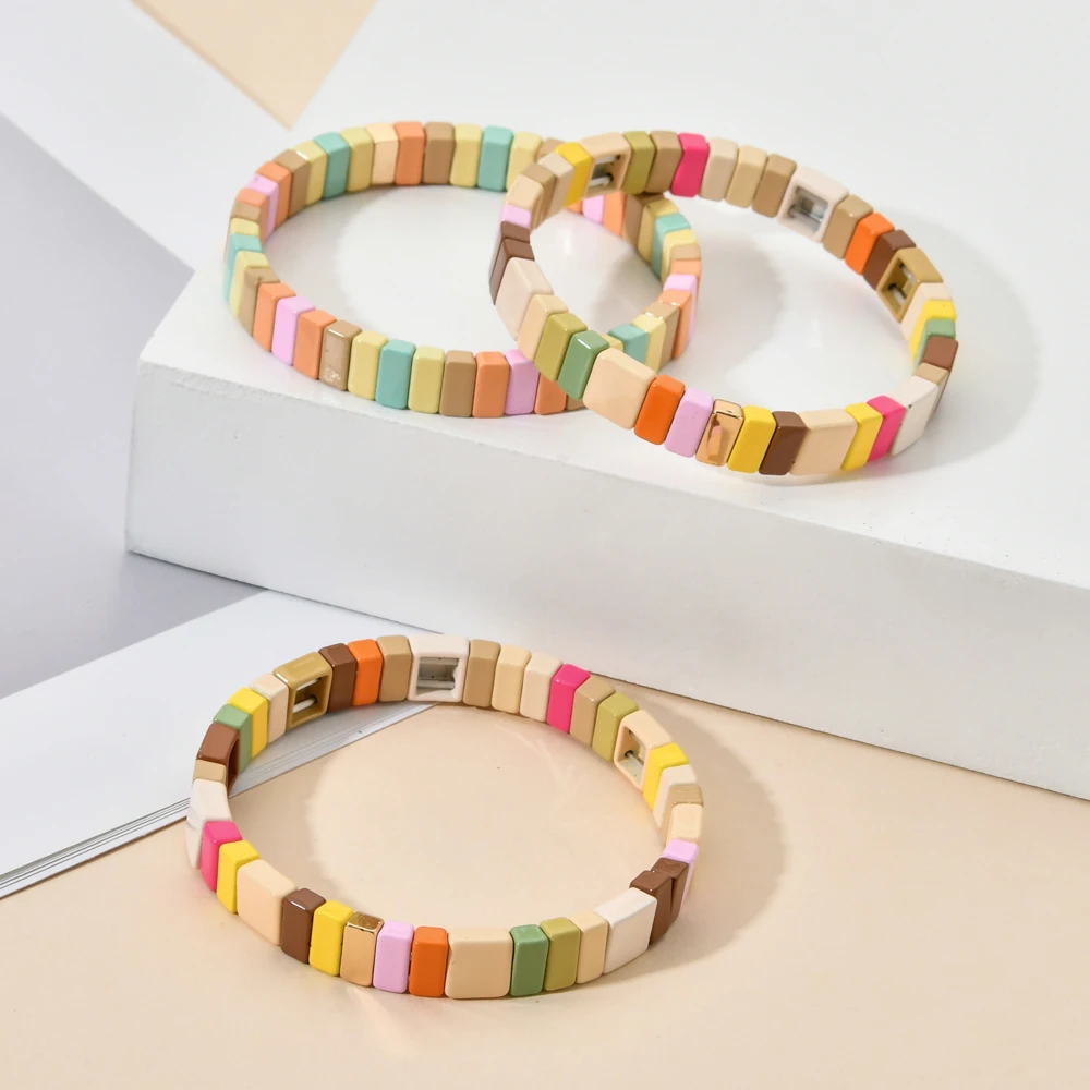 2025 أصدقاء أساور المينا بلاط سوار النساء شارة أساور أساور Mujer مجوهرات بوهو الصيف الصداقة هدية