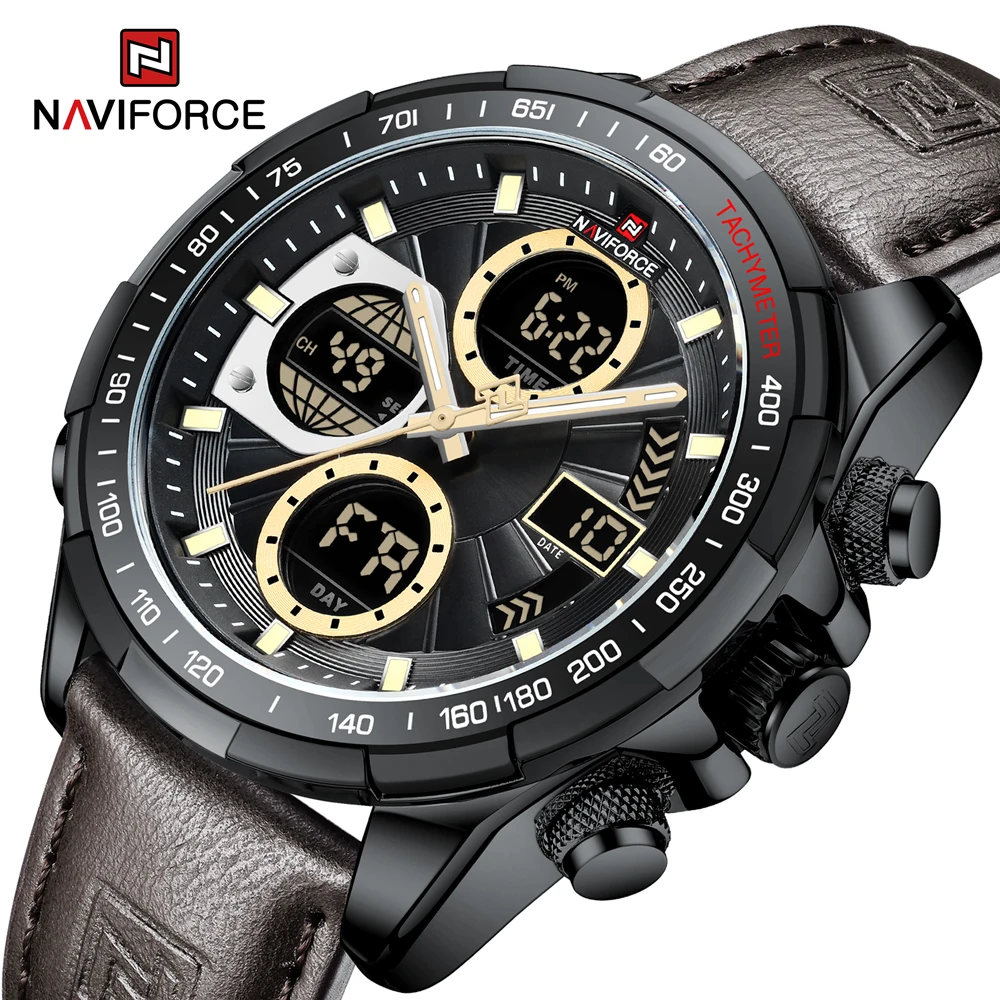 NAVIFORCE High Quality Watches for Men Luxury Big Dial Digit Quartz Watch Military Waterproof Double Display Clock Male