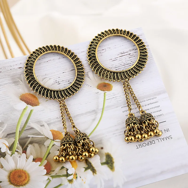 Women Bollywood Ethnic Bridal Bride Kundan Earrings for Women Indian Jhumka Jhumki Indian Bahubali Drop Earrings Vintage Jewelry