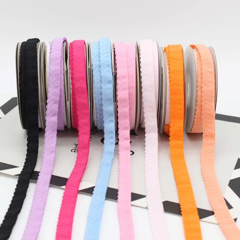 10 colors 11mm double-deck fold over elastic ribbon lace  stretch band underwear shirt sewing Garment accessories