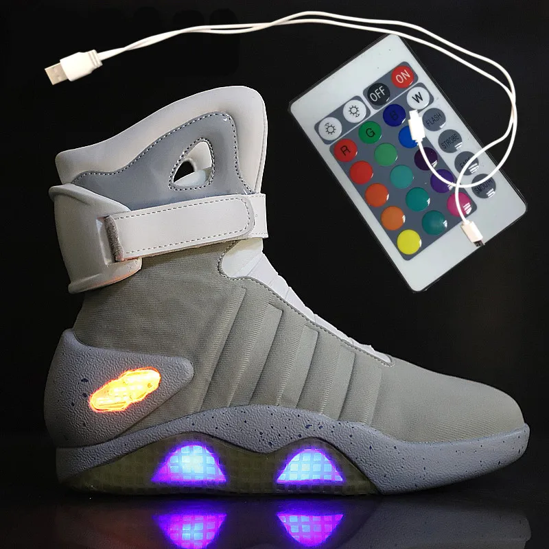 Spring Adult Basketball Shoes USB Charging LED Luminous Shoes Men Nice Light Up Casual Men Back To The Future Glowing Sneaker