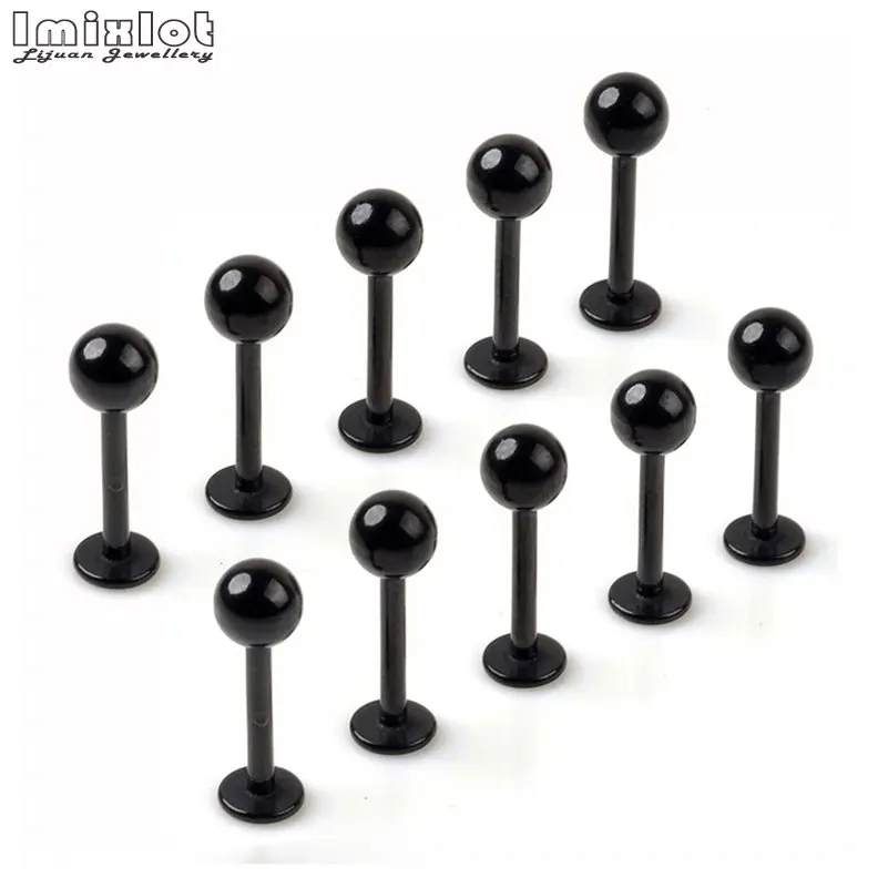 20pcs/lot 16G Surgical Steel Black Labret Lip Piercing Ear Cartilage Lip Earrings Piercing Ombligo Ear Piercing Body Jewelry