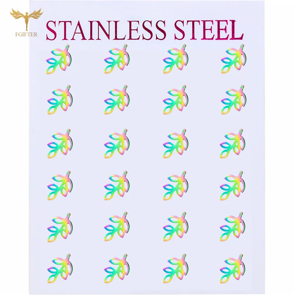 12 Pairs Lot Korean Fashion Leaf Stud Earrings Women Golden Stainless Steel Jewelry Earrings Set Wholesale Cheap for Resale Gift