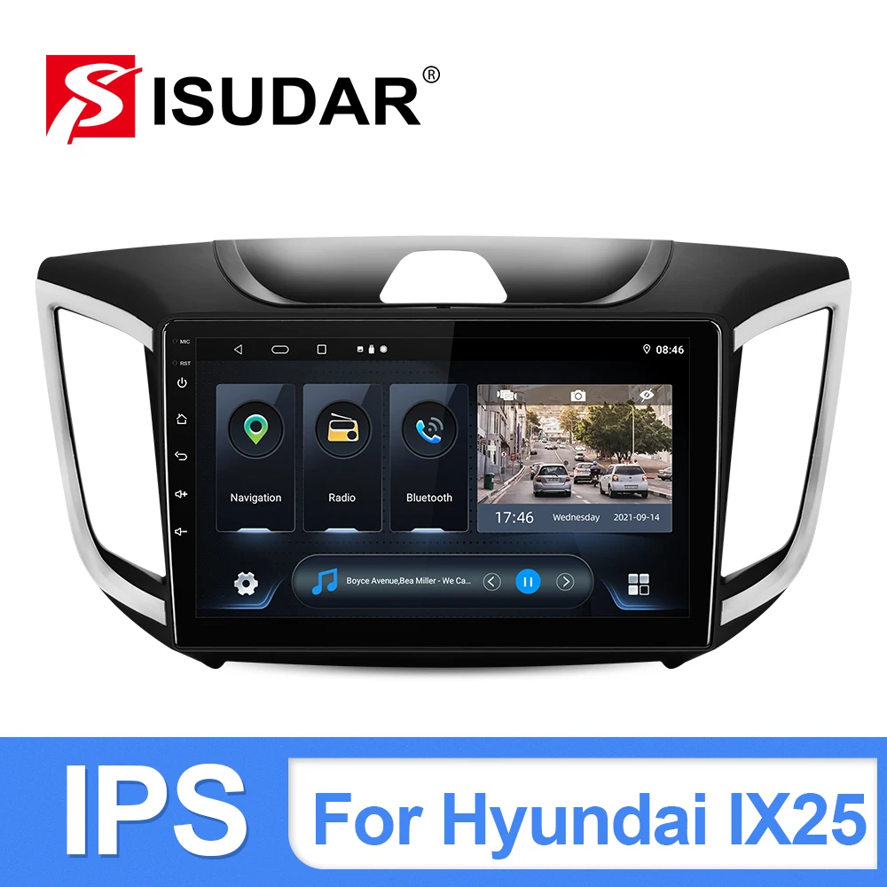 

ISUDAR T54 Android Auto Radio For Hyundai/IX25/Creta 2015-2020 Car GPS Multimedia Player 4 Core RAM 2GB IPS DVR Camera No 2din