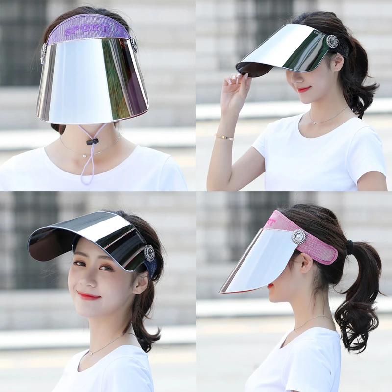 women anti uv hat transparent wide brim sun hat fashion summer clear topless plastic visor cap face sheild safe virus protection