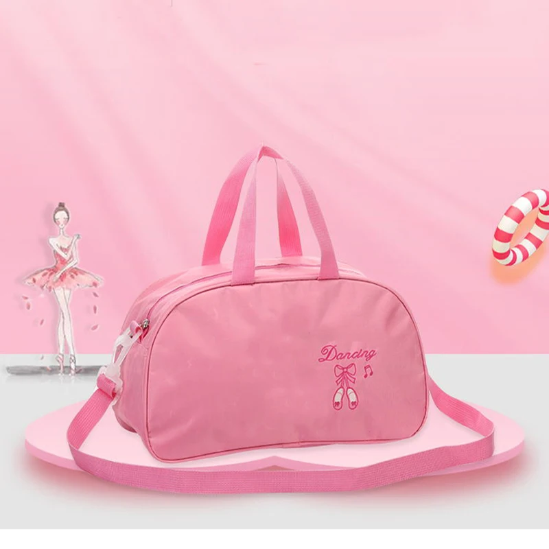 Girl Large Capacity Ballet Dance Handbag Embroidered Canvas Waterproof Shoulder Bag For Kids Lovele Pink Princess Bags