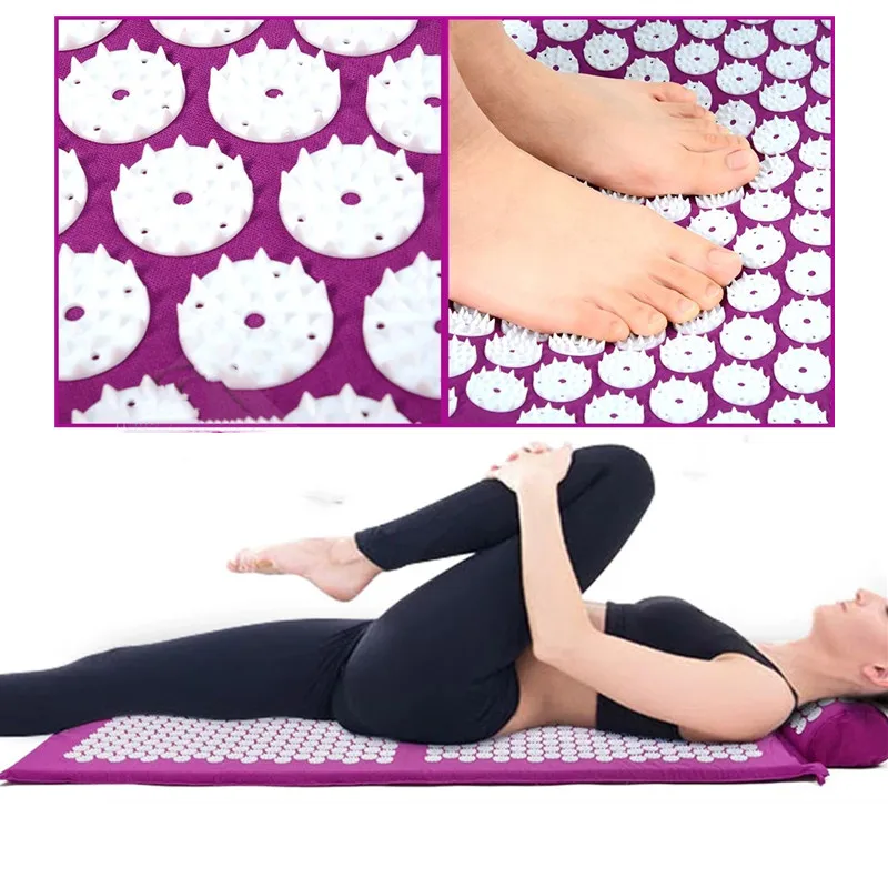 125x43cm Massage Cushion Yoga Acupressure Mat and Pillow Set Neck Back Foot Massager Pain Stress Relief Acupuncture Massage Pad массажная подушка с подогревом xiaomi 8h hot compression massage sleeping pillow zd2 pro