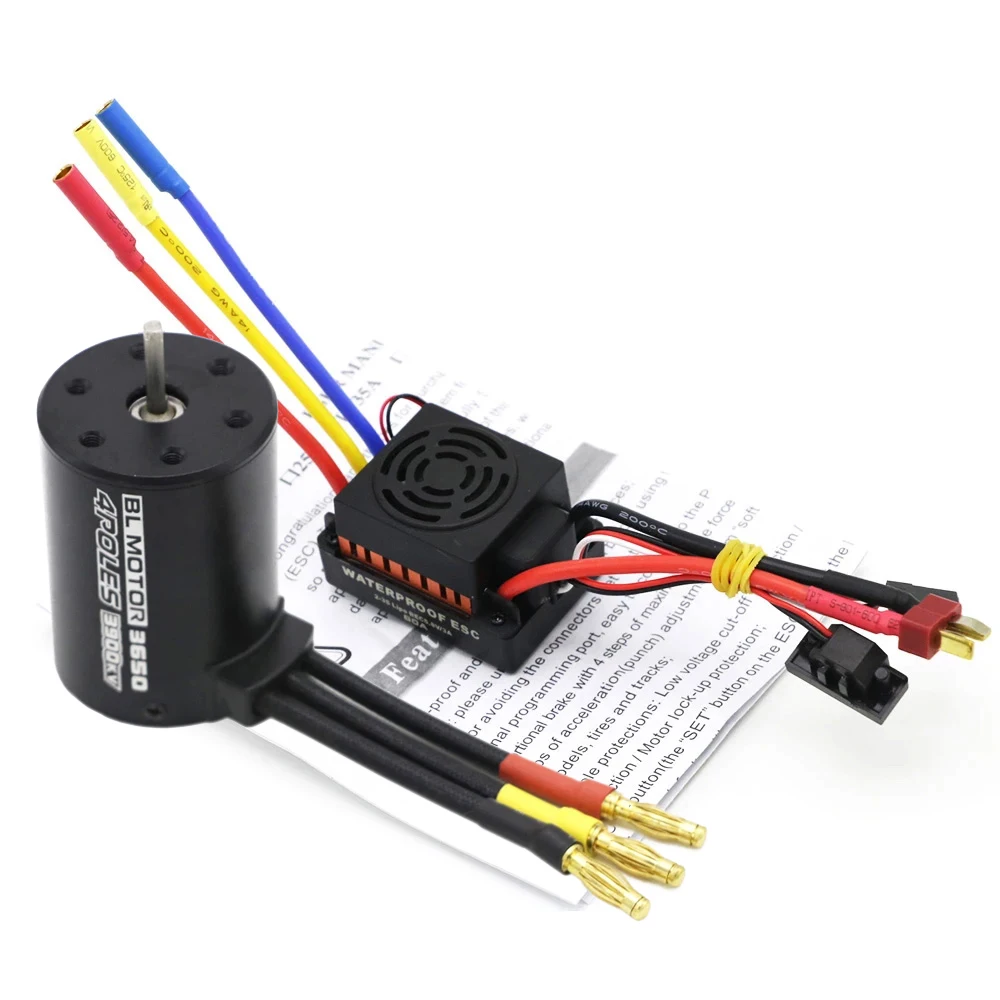 Motore brushless impermeabile 3650 3900KV 3.175mm 900W e 60A 2-3S 5.5V/3A BEC ESC e scheda programmatore per buggy per auto RC in scala 1/10