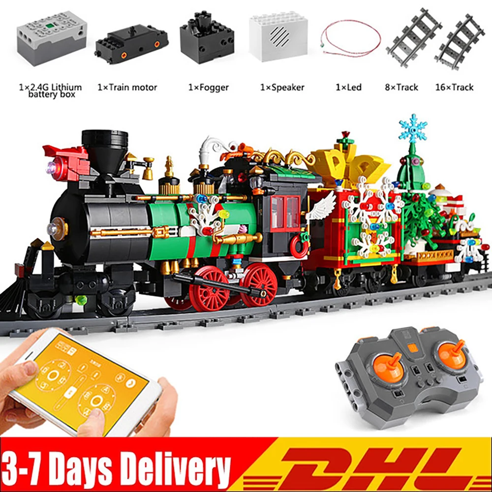 Mould King 12012 Christmas Toys The APP Motorized Christmas Train Model Building Blocks Bricks Children\'s Toys Christmas Gifts