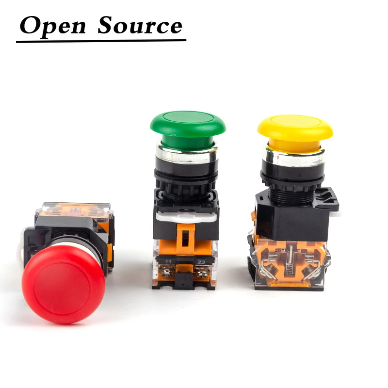 22mm LA38-11M/LA38-11MS Mushroom Head Push Button Switch Self-locking/Latching Self-reset/Momentary 10A/660V Red Green Yellow image 5