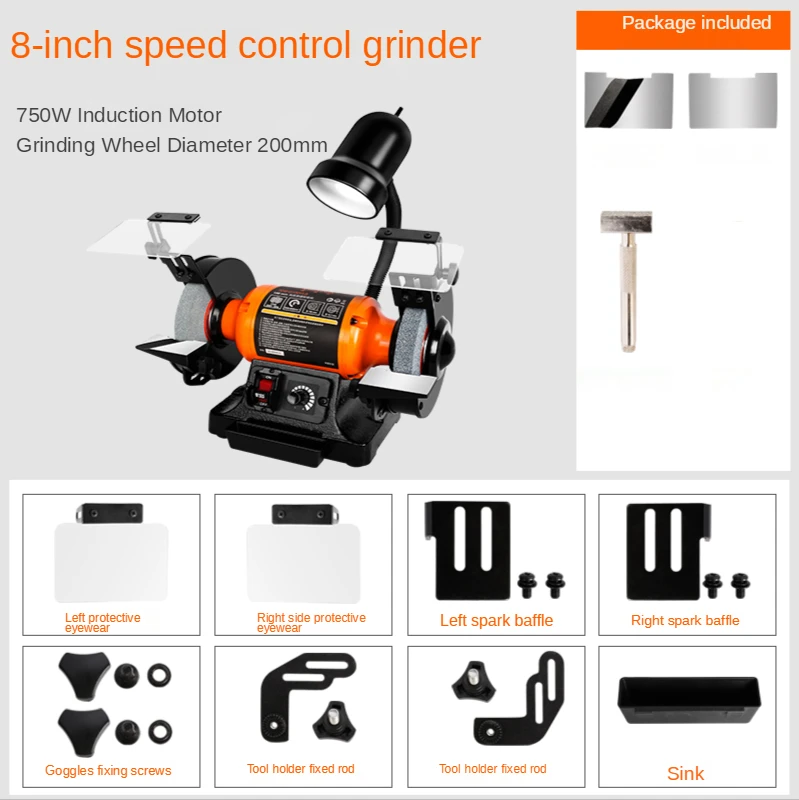 220V มัลติฟังก์ชั่นควบคุมความเร็วเครื่องบดล้อในครัวเรือนขนาดเล็กมีด Sharpener เดสก์ท็อปเครื่องบดและขัด