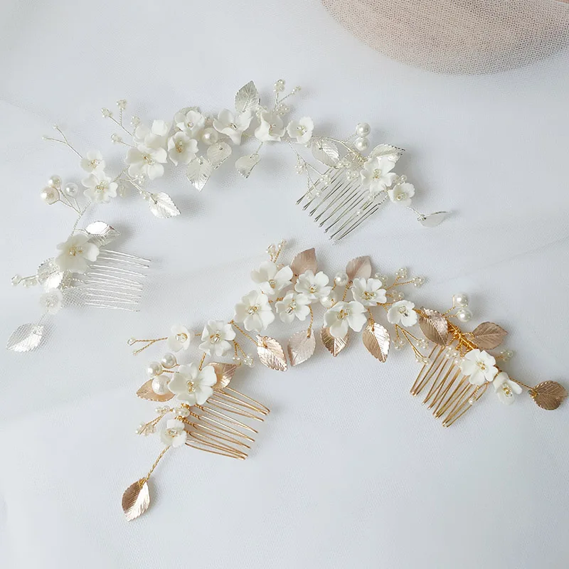 50pcs Handmade Ceramic Flower Material White Color Porcelain Floral Hair Accessories For DIY Jewelry Make Parts