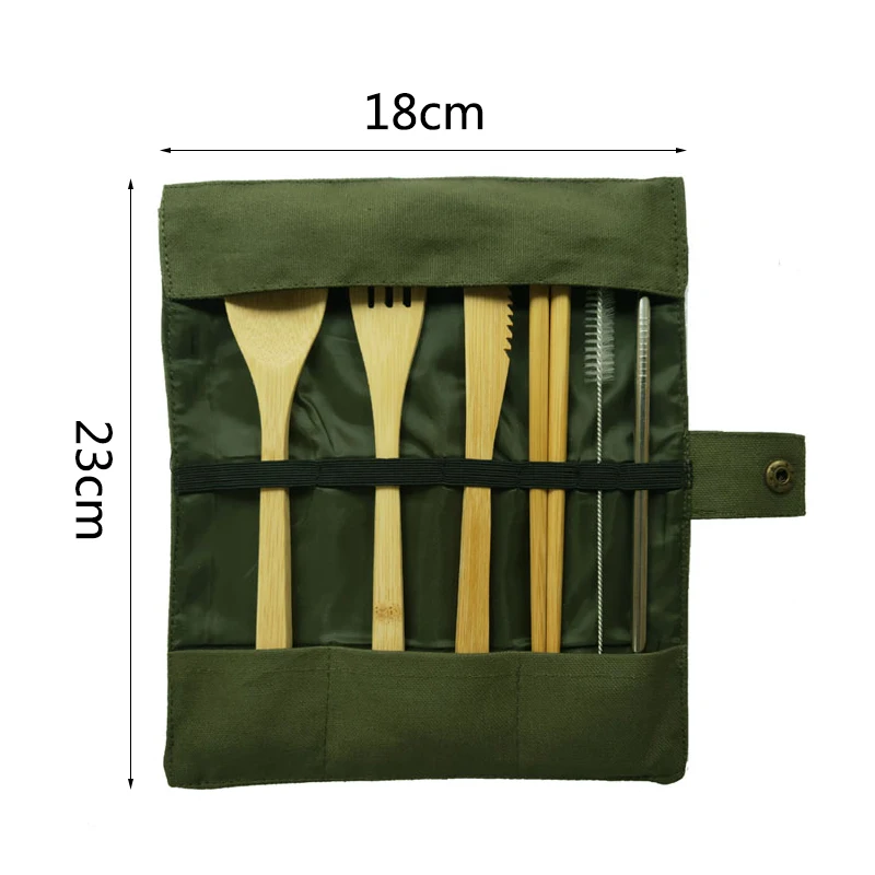 GOALONE 10Pcs Cutlery Kit Case Reusable Travel Cutlery Kit Washable Tableware Bag Collapsible Cutlery Pouch for Camping Picnic