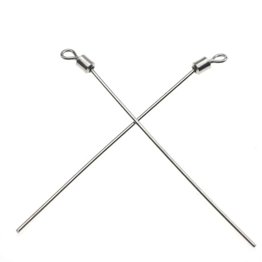 50pcs Fishing Swivel Hard Steel Wire Long Pole Fishing Swivel Stainless Steel Barrel Rolling Connector Fishing Accessories