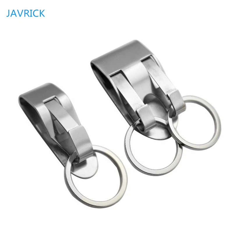 Stainless Steel Keyring Security Clip On Heavy Duty Belt Key Clip Belt Keychain 2 Detachable Keyrings Belt Key Holder