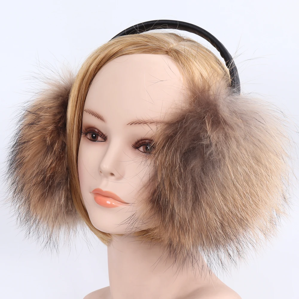 New Style Winter Women Warm Soft Real Fox Fur Earmuffs Girl Big Fox Fur Plush Ear Muff Lady 100% Real Natural Fox Fur Earmuffs