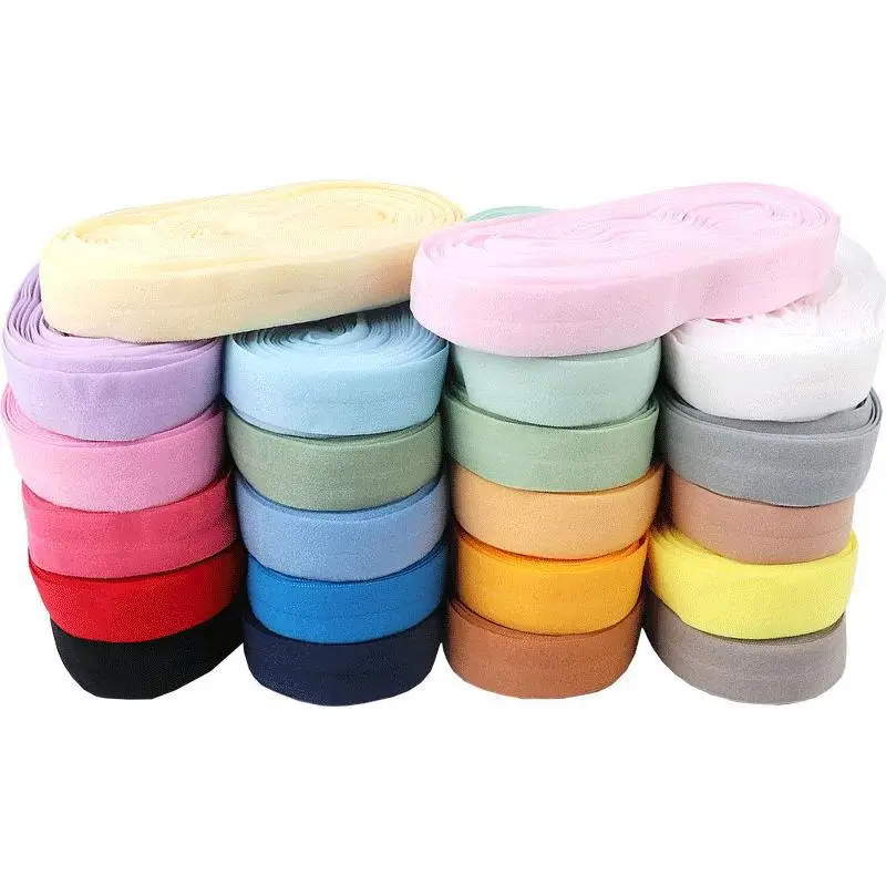 20mm Fold Over Bands Multicolor Spandex Elastic Ribbon Kids Hair Tie DIY Sewing Lace Trim Waist Band Garment Accessory