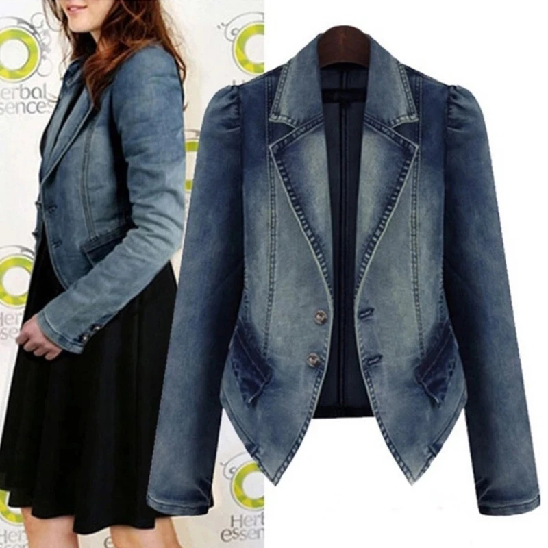 Chaqueta vaquera con botones y bolsillos para mujer, abrigo de retazos con cuello vuelto, moda de otoño e invierno, novedad