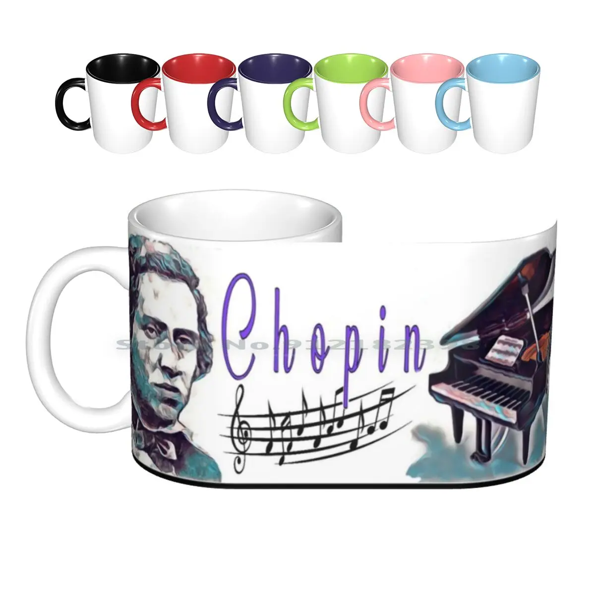 Chopin Omage Keramische Mokken Koffie Kopjes Melk Thee Mok Argougo Attiva26 Muziek Piano Chopin Pianist Samenstelling Componist Beethoven