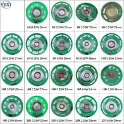 YuXi-altavoz ultradelgado de 2 piezas, bocina de coche de juguete, 8/16/32 ohmios, 0,5 W, 0,25 W, 8R, 16R, 32R, altavoz de 20, 21, 23, 27, 29 mm de diámetro