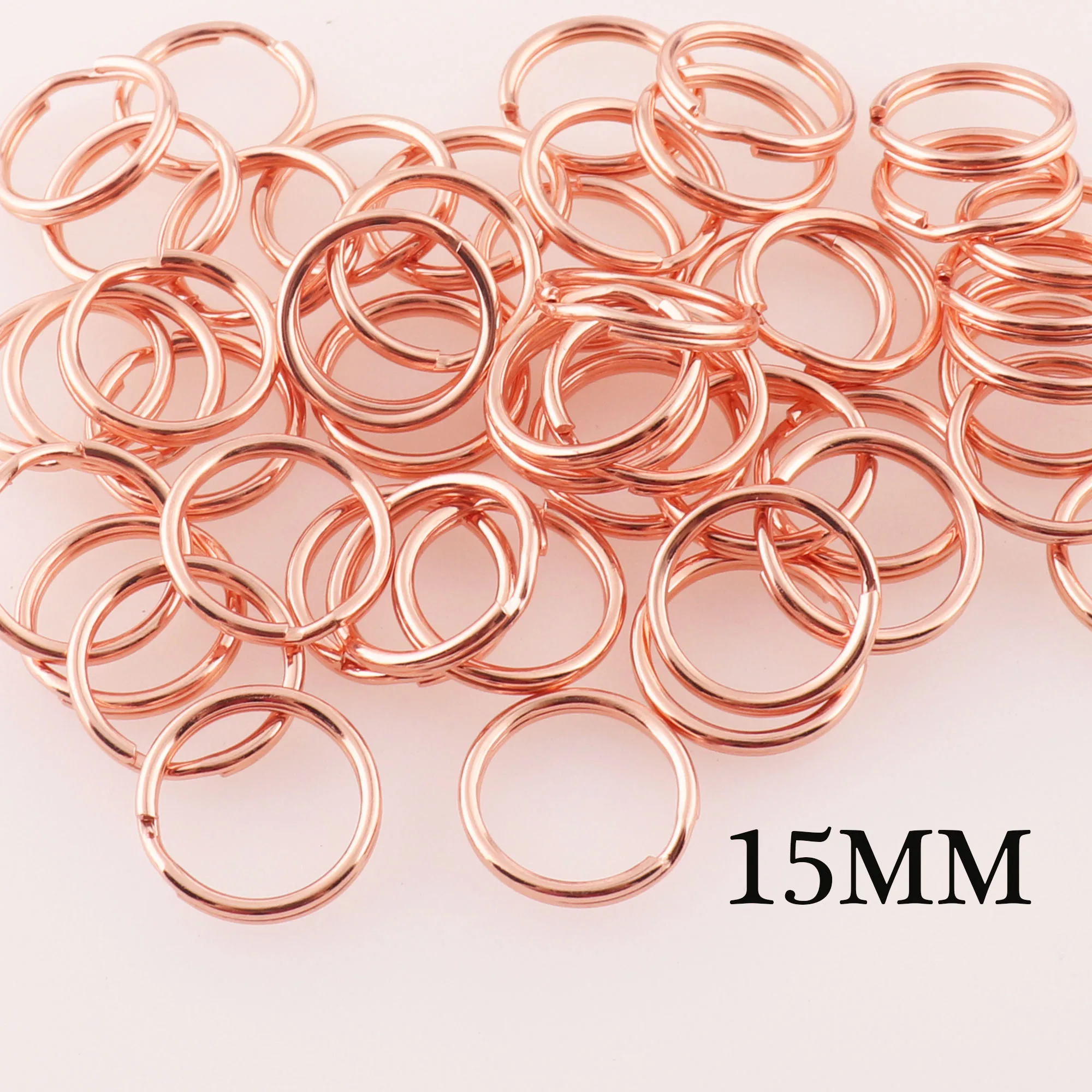 50 pcs Metal  Rose Gold Key Rings,Keychain Connectors Jump Rings,Split Rings Circle Key Rings,O Ring Loop For Key Holders,di