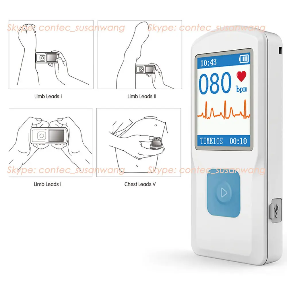 Portable Handheld Single Channel ECG / EKG Machine CE Certified