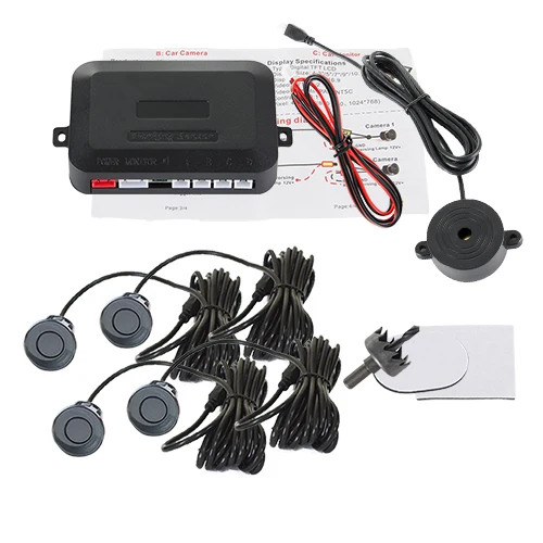 Hippcron 4 Sensoren Zoemer 22mm Parkeersensor Kit Achteruitrijradar Geluidsalarm Indicator Sondesysteem 12V Zwart Wit