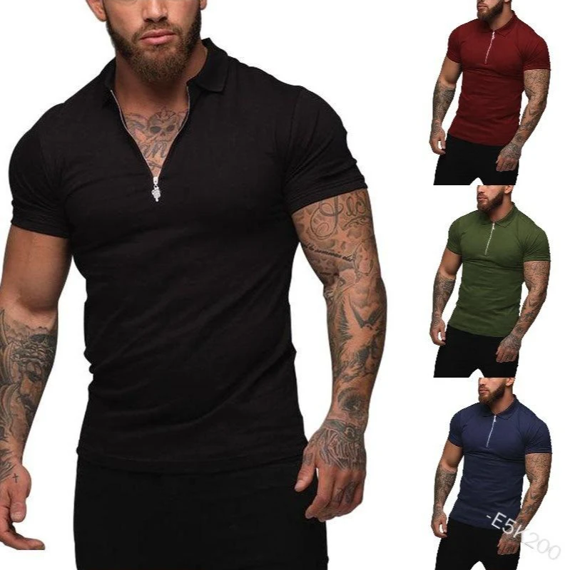 Men's Fashion Polo Shirt Casual Fashion Plain Short Sleeve High Quality Slim Men's Fitness