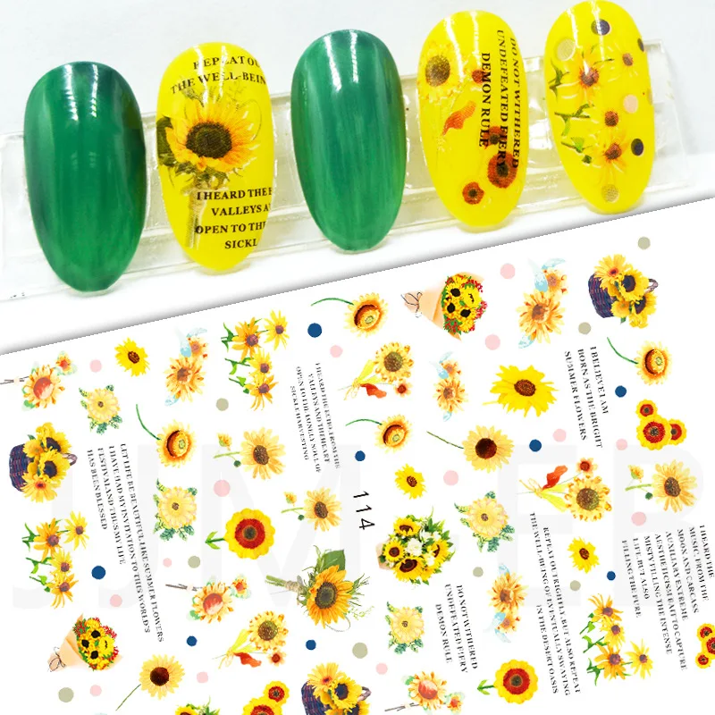 

2021 DIY Nail Art Sticker Adhesive Sticker Decals Tool Yellow Flower Deisgn Nail Art Tattoo Decoration Wholesale Z0394