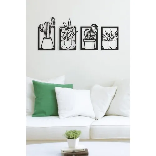 Unt 4 Pieces Cactus Set Wall Decor-Ornament, Wooden Decorative TABLOUNT4LIKKTUS001S