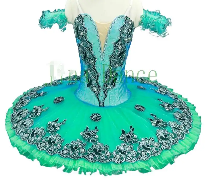 Vestido de bailarina feminino verde branco cisne lago traje ballet tutu vestido para meninas adulto festa desempenho dancewear