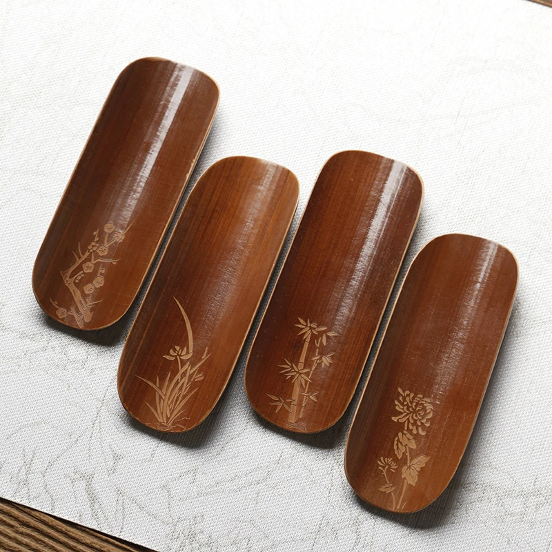 

Bamboo Carving Tea is a Three-piece Set of Kung Fu Tea Set Accessories Bamboo Tea Mat Pad Tea Towel Tea Spoon Teaspoon Tea Spoon