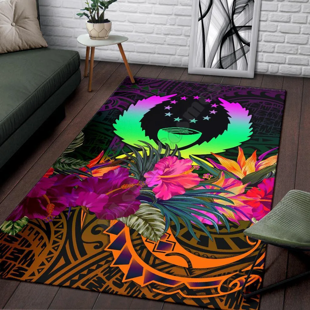 

Pohnpei Area Rug Summer Hibiscus 3D Printed Carpet Mat for Living Room Doormat Flannel Print Bedroom Non-slip Floor Rug