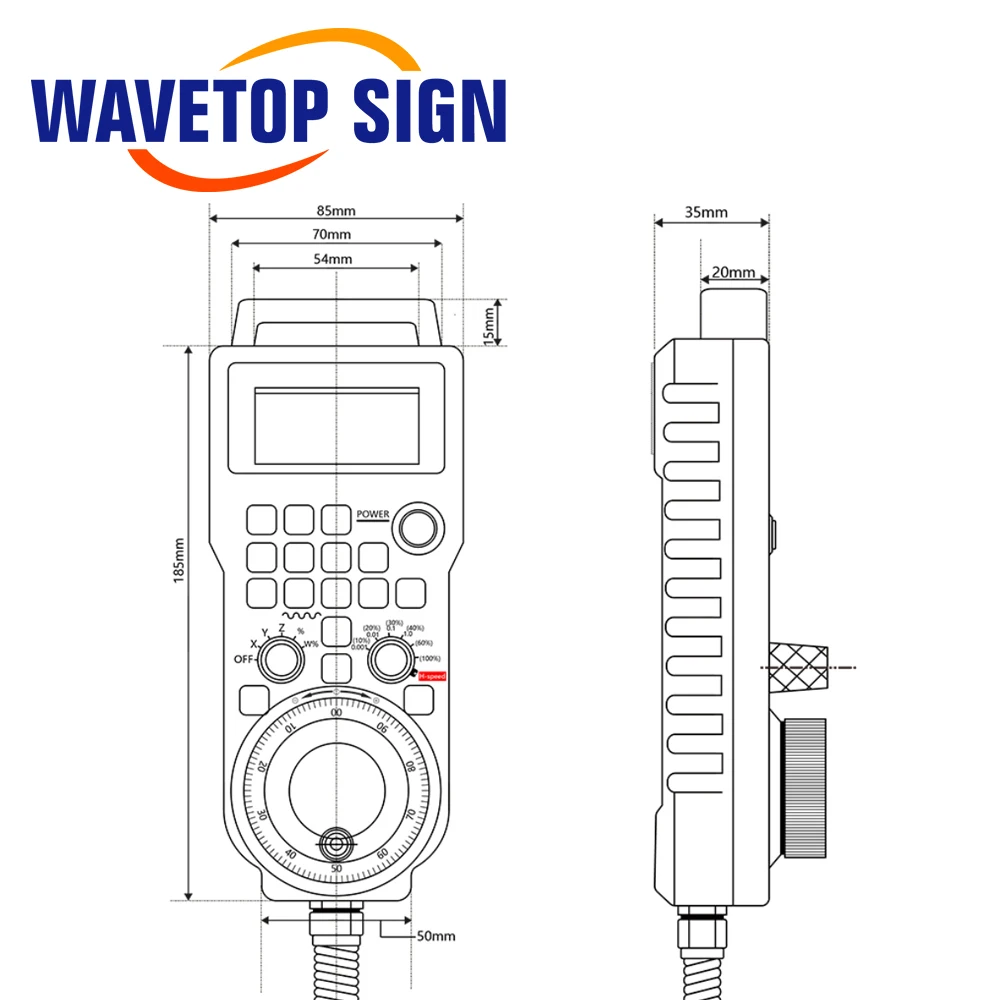 WaveTopSign XHC LHB04B 4แกน6แกน Mach3สาย MPG จี้ Handwheel CNC Controller สำหรับเส้นทาง CNC แกะสลักเครื่อง