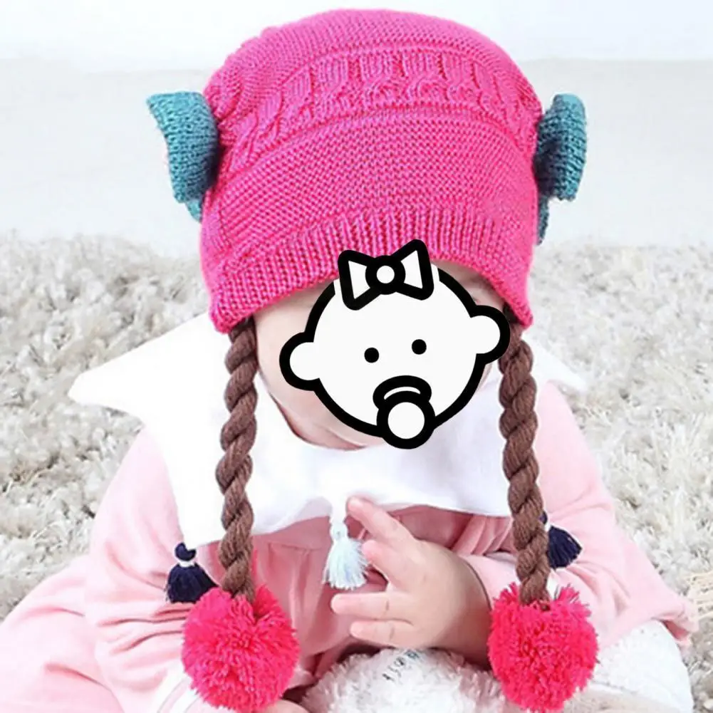 Fine Workmanship  Popular Wig Pigtail Baby Girls Hat Lovely Baby Cap Thick   for Festival