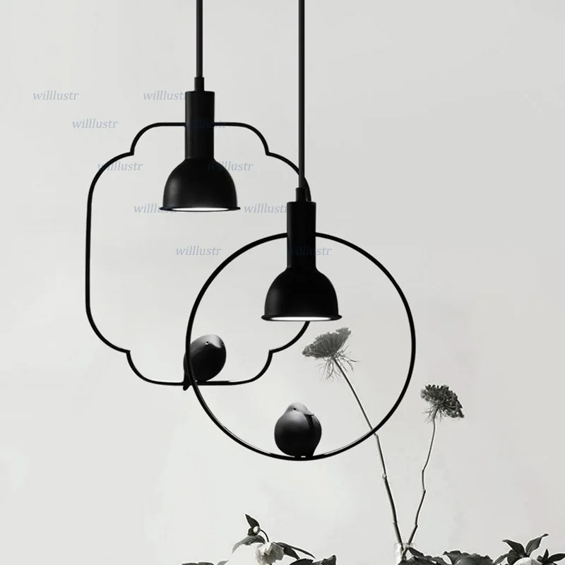 Iron Bird Hanglamp Nieuwe China Stijl Suspension Lamp Hotel Restaurant Lounge Foyer Zitten Eetkamer Zen Opknoping Verlichting