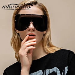 Women Oversized Goggles Sunglasses 2025 Brand Designer Female Mirror Coating Visor Mask Sun Glasses One Piece Shield Shades S008