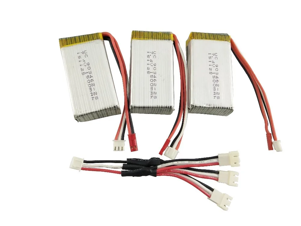 

3pcs 7.4V Lipo 1500mAh Battery +1 To 3 Charger Line For WLtoys V913 RC Helicopter Spare Parts