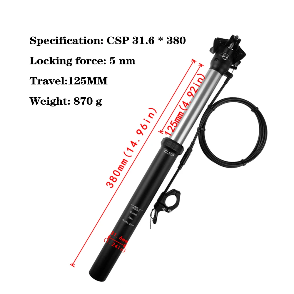 DNM Telescopic Tija MTB 31.6x380mm 7075 Aluminum Alloy Dropper SeatPost DH/AM/XC High Quality Seat Tube