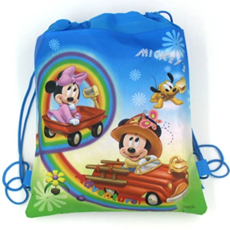 New Disney Mickey Minnie Mouse Non-woven Drawstring Backpack Gift Bag Storage Bag Kids Boy Girl favor school bags Party Supplies