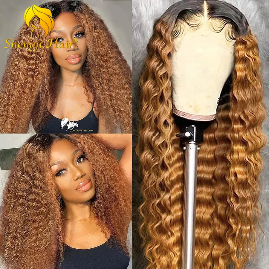 30 Inch Curly Highlight Wig Human Hair 13x4 Ombre Deep Curly Blonde Colored Lace Front Wig For Women 13x6 Brown Colored Wigs