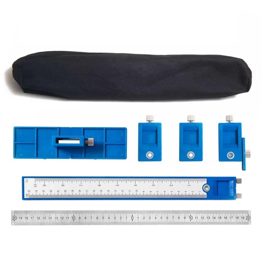 Règle de guidage de perçage, localisateur de poinçon de menuiserie de meubles multifonctionnels, localisateur de trous pour le travail du bois, outil de positionnement de perçage réglable