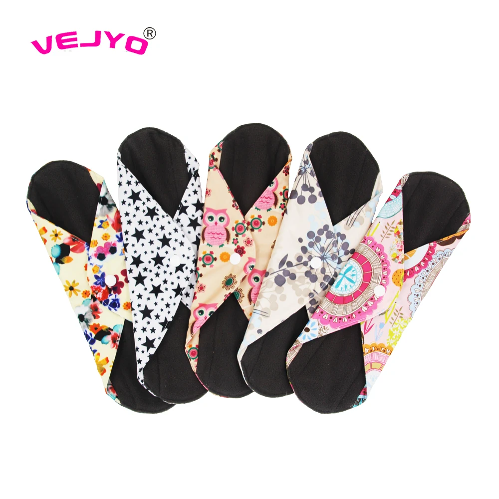 

VEJYO 15PCS/lot 12" Heavy Flow Washable Reusable Cloth Menstrual Pads Breathable Charcoal Bamboo Sanitary Napkin Menstrual Liner